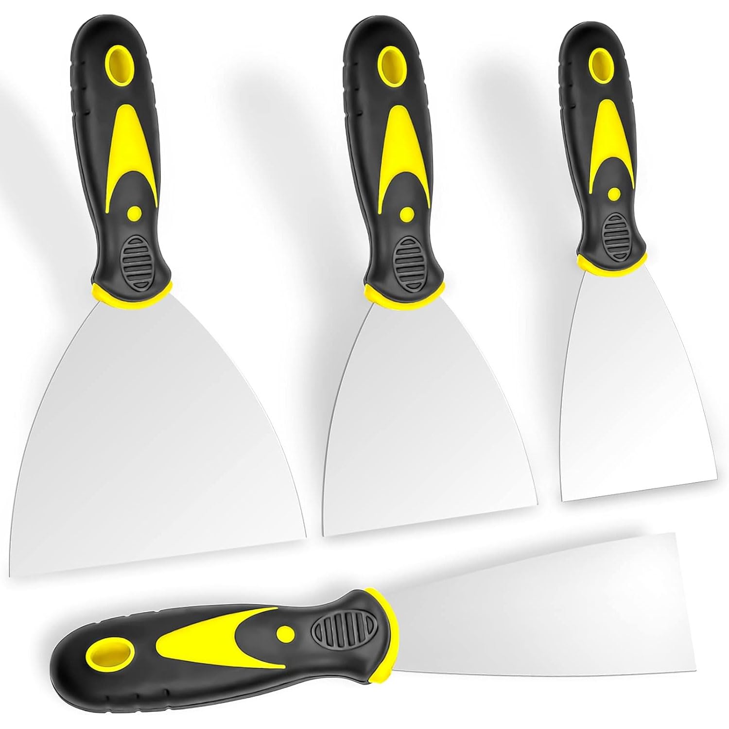 WISEPRO 4 Pack Wallpaper Scraper Set, 1.5", 3", 4", 5" Wide Putty Knife