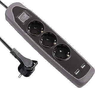 iLOCK Power Strip 3 outlets and 2 Certified USB - Black