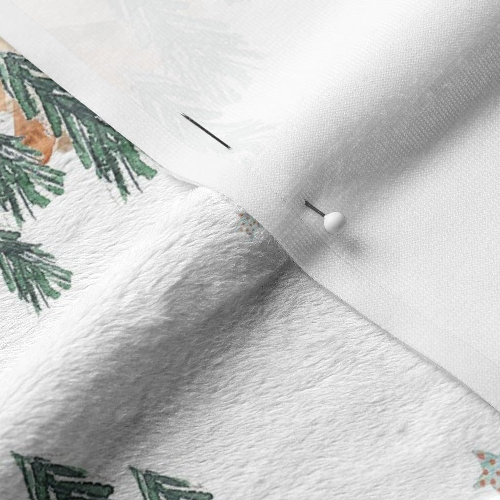 Spoonflower Fabric - Bear Woods Nursery Christmas Woodland Trees Printed on Minky Fabric by The Yard - Sewing Baby Blankets Quilt Backing Plush