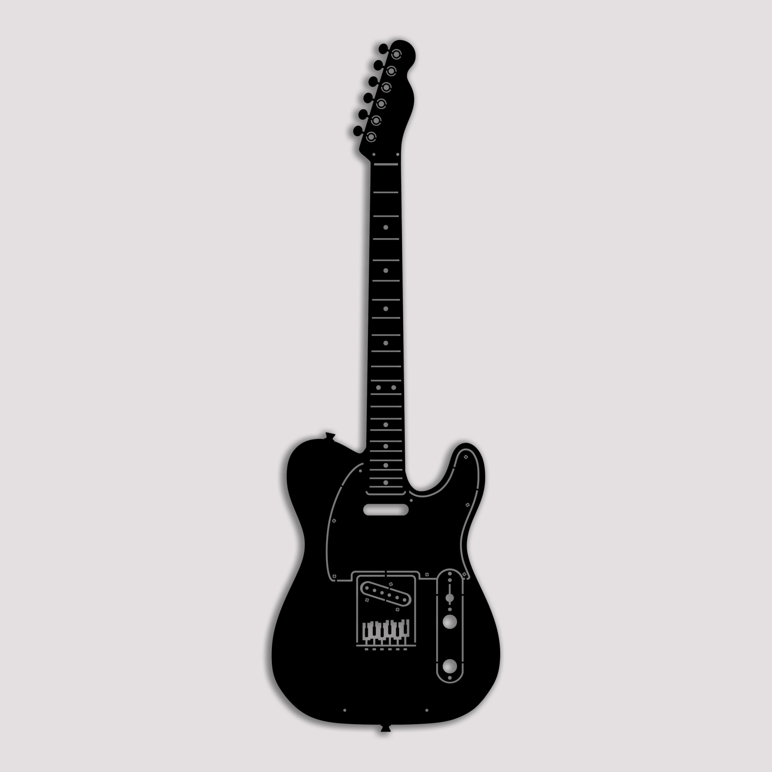 Ensemble d'art mural en métal avec silhouettes de guitare électrique emblématiques – Décoration de studio de musique rock classique et grotte d'homme – Noir (GT-01, 100 x 32 cm)