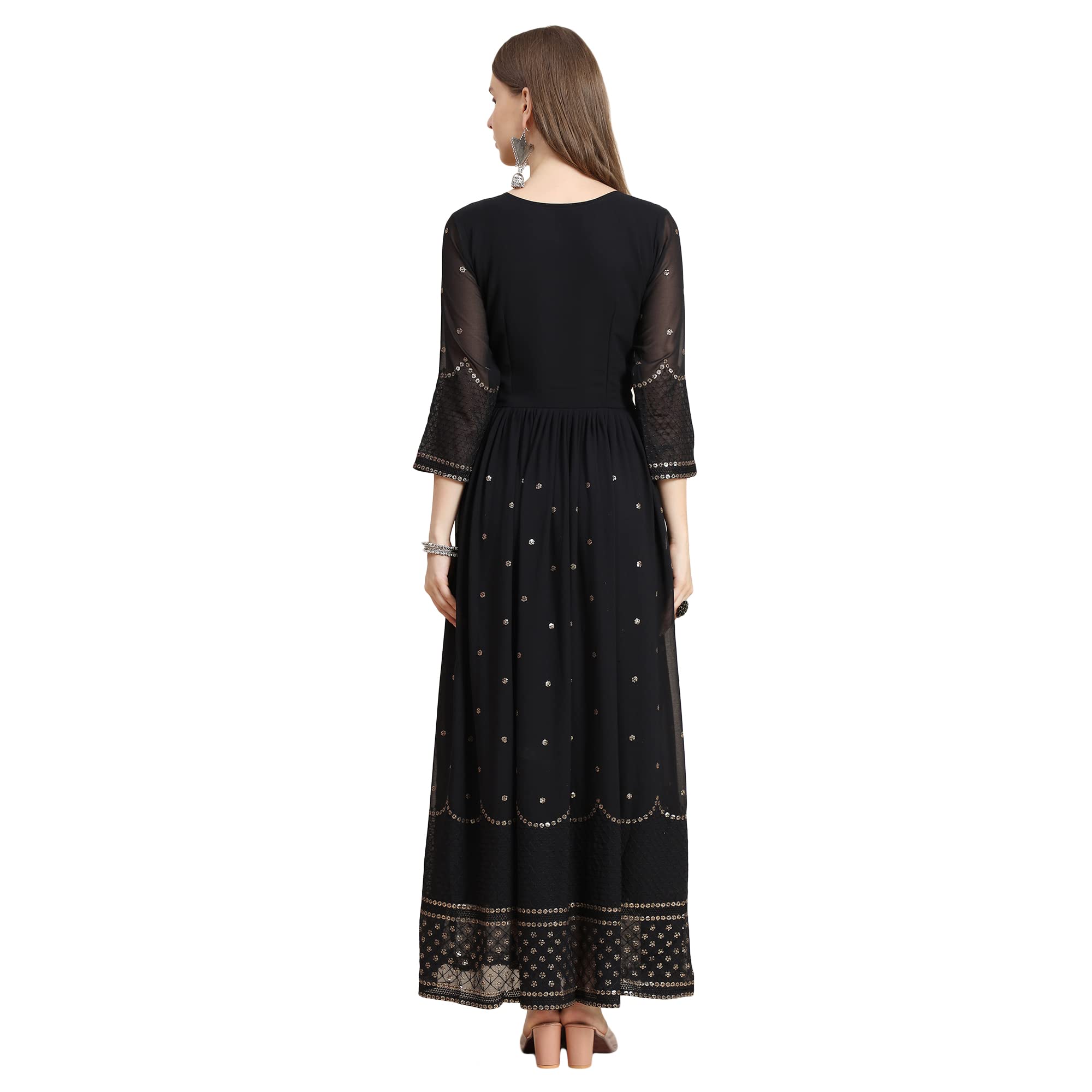 ROYALICA Robe Georgette Anarkali longueur cheville pour femme