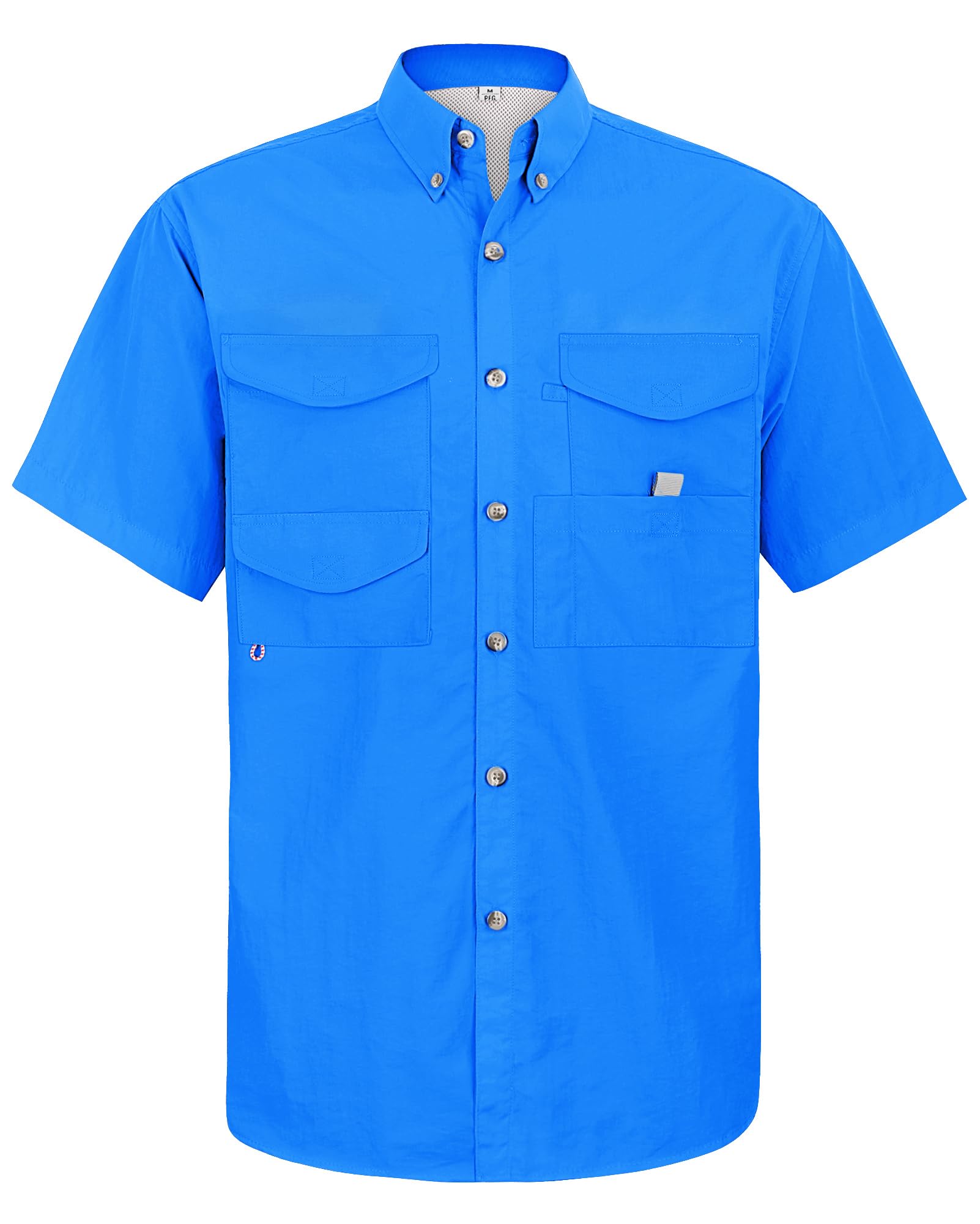 Alimens &amp; Gentle Short Sleeve Fishing Shirt Wicking Fabric Sun Protection Casual Button Down Shirts