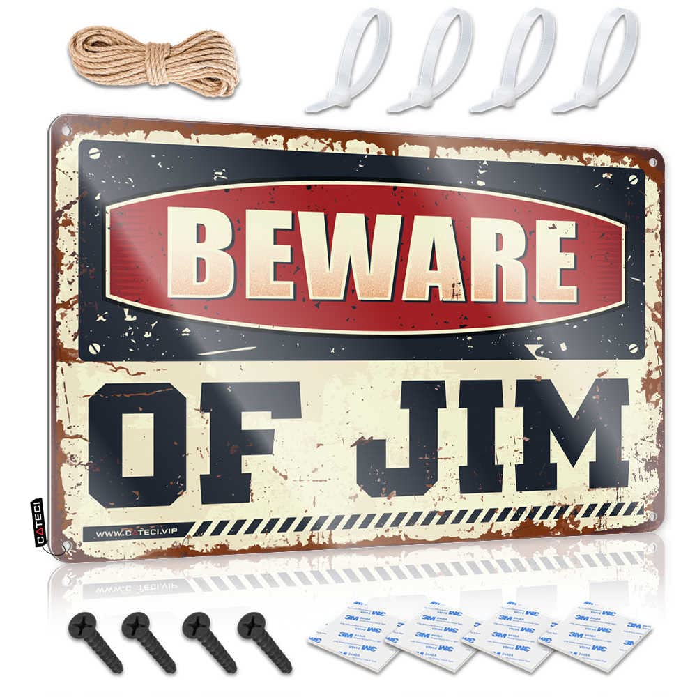 ZTBBDNQHA Signs For Garage Beware Of Jim Sign Drinking Signs Funny Outdoor Bar Signs(20X30CM)