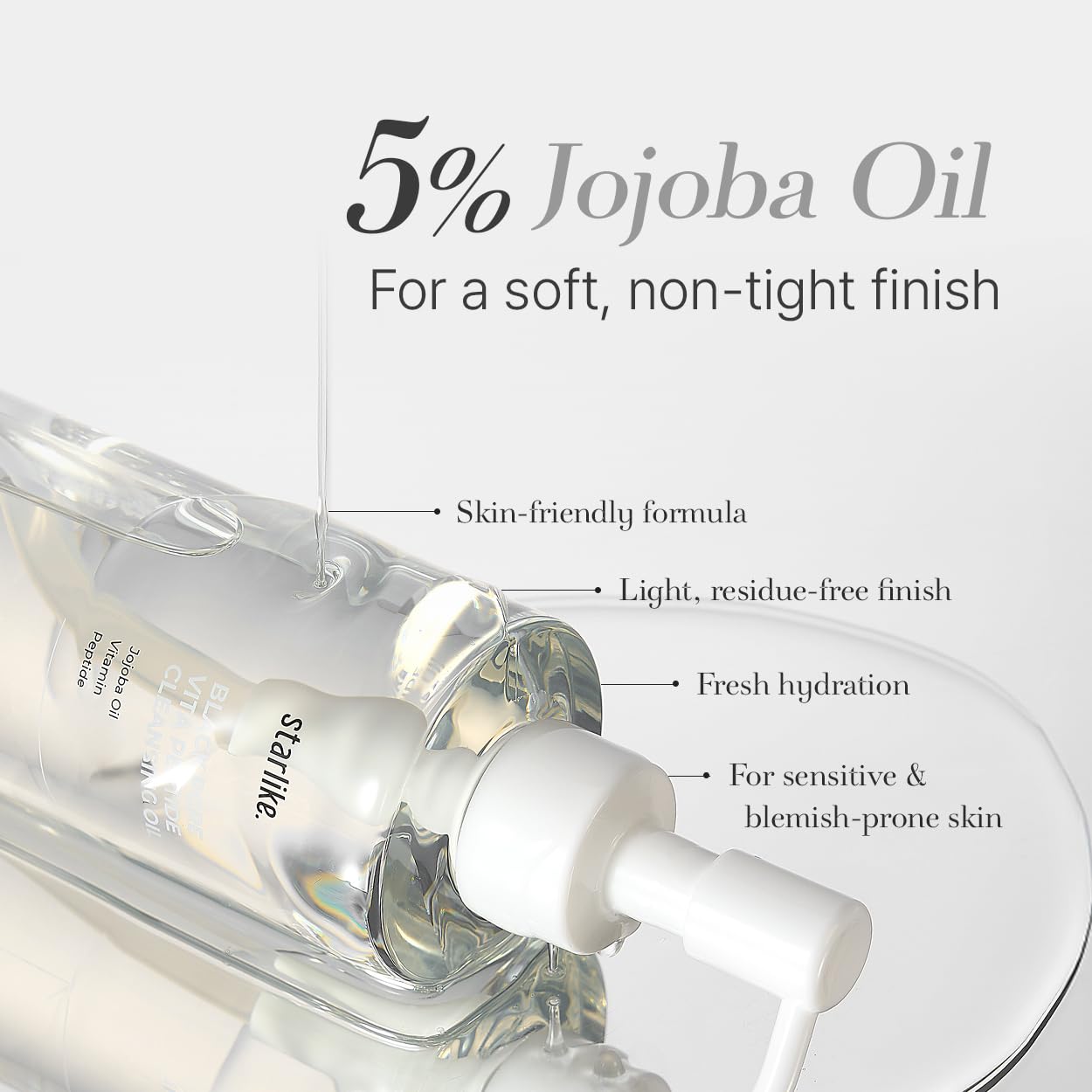 starlike Black Pore Vita Peptide Cleansing Oil I Jojoba 5%, AHA & LHA I Oil Cleanser for Face I Deep Cleansing Makeup Remover I Targets Clogging Blackheads I Korean Skincare I 6.76 Fl oz (200ml) - Image 2