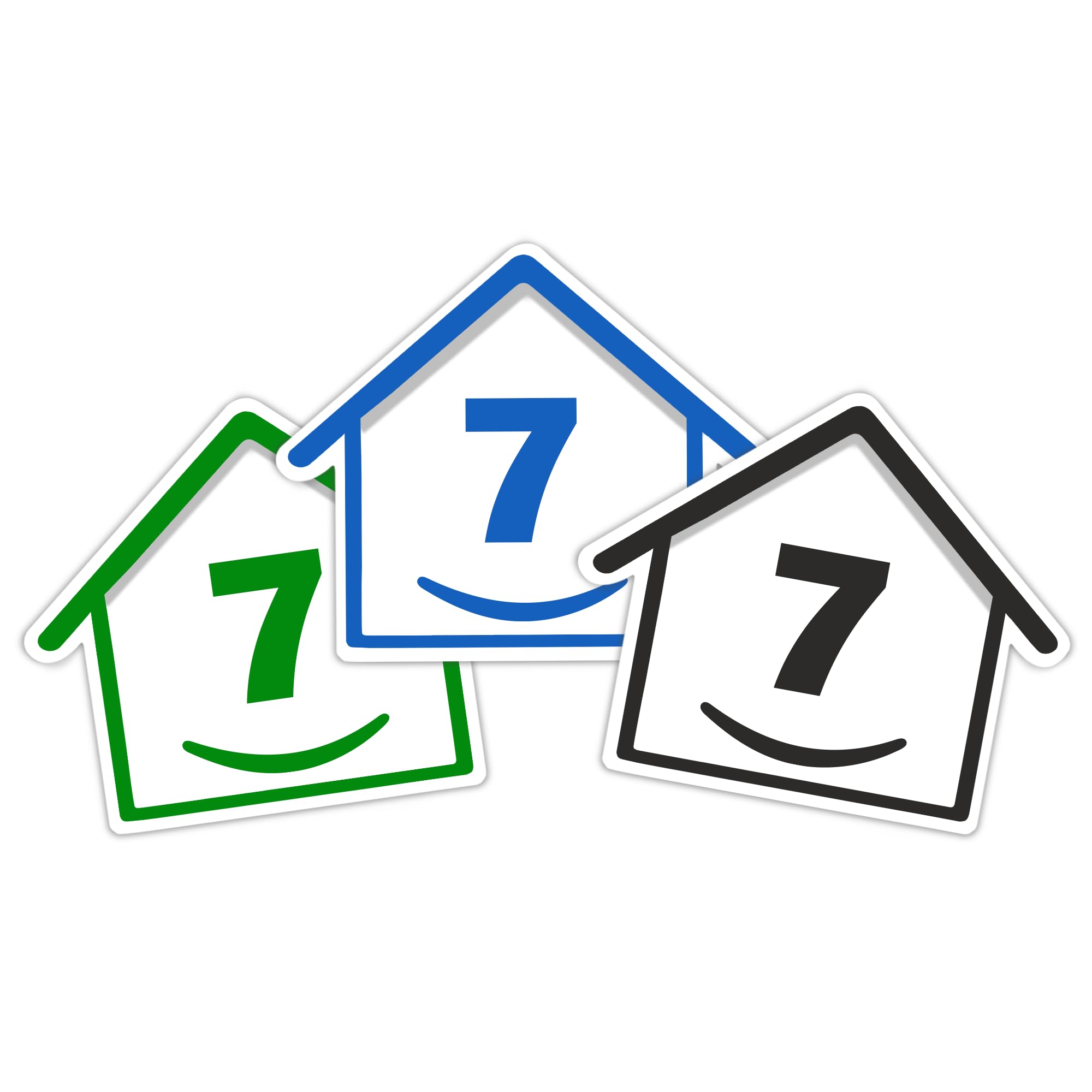 3 x Bin Numbers for Wheelie Bins, 1-99, 15cm ‘Happy House’ Colour Design Dustbin Stickers, Easy Application Stick On Number Stickers - Weatherproof Self Adhesive Vinyl – Blue, Black and Green (14) — view 50