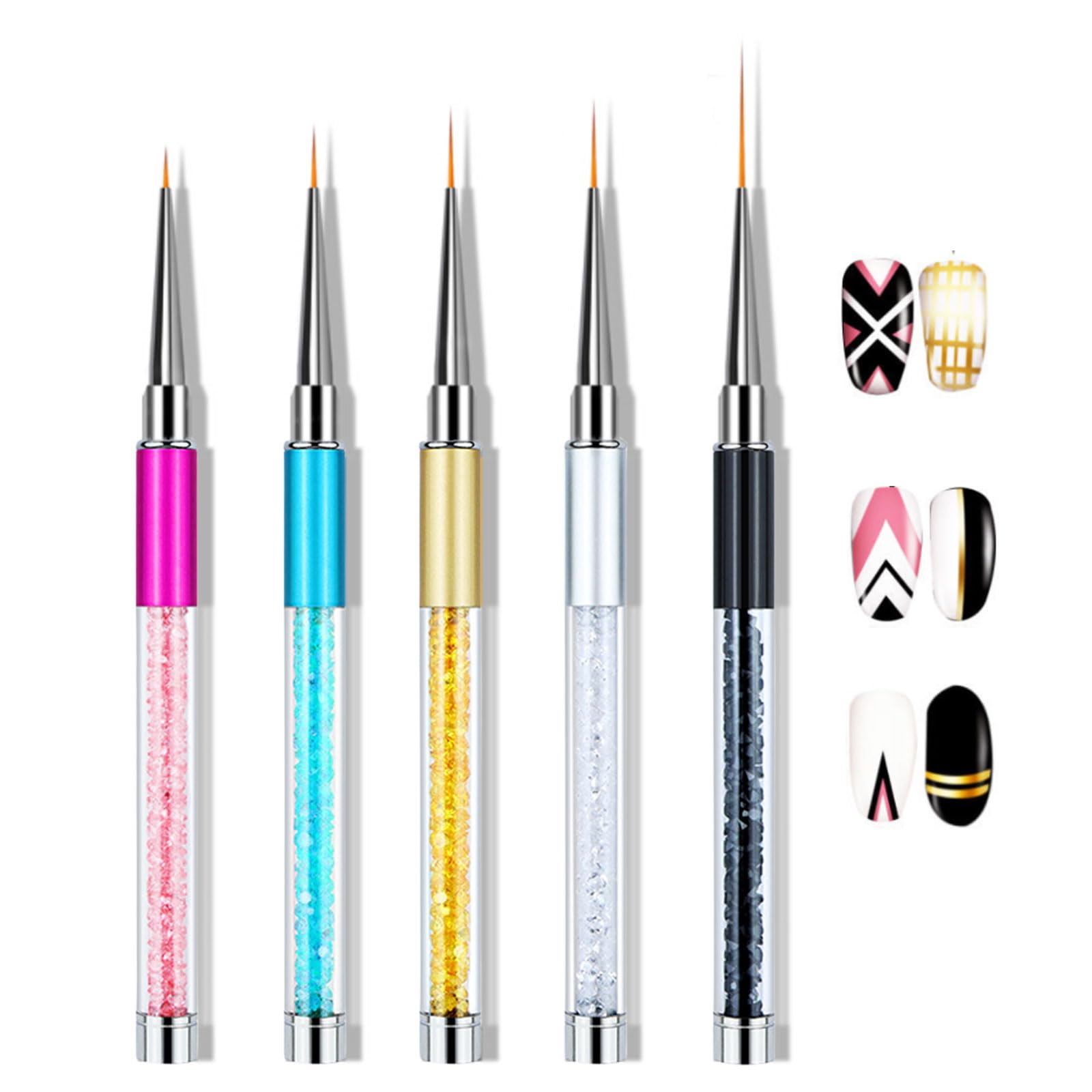 Amazon | ネイルブラシ 極細 キャップ付き 5本セット ライナー