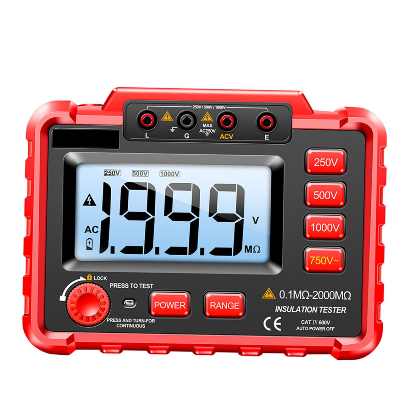 1Set LCD Megohm Insulation Tester with Backlight and Portable Insulation Tester for Outdoor Use Dust and Design Safe and Accurate