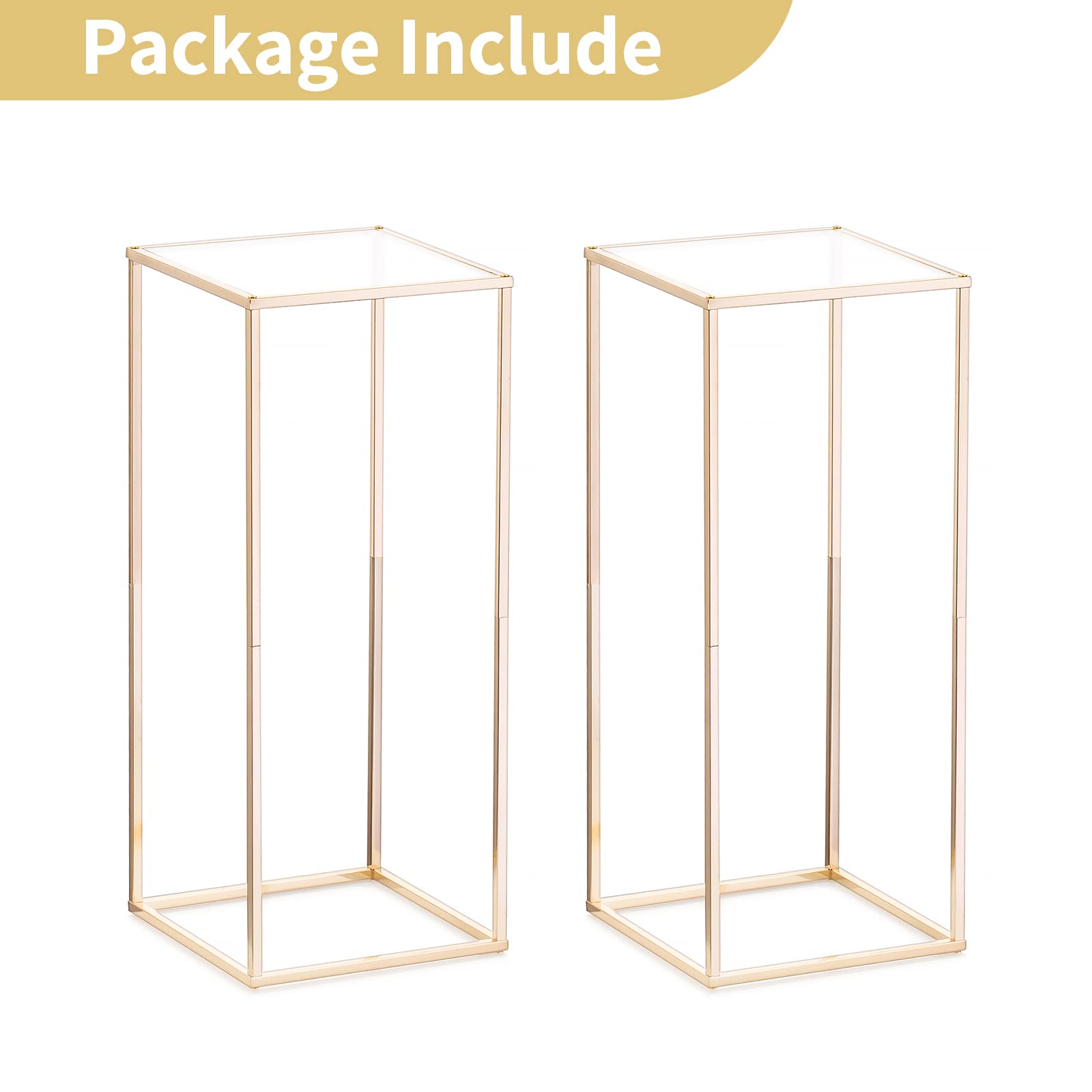 NUPTIO Centres de Tables avec Panneau Acrylique, 60cm Hauteur, 2 Pièces | Construction Métal, Support Fleurs, Doré Présentoir, Colonne pour Mariage, Fêtes, Maison