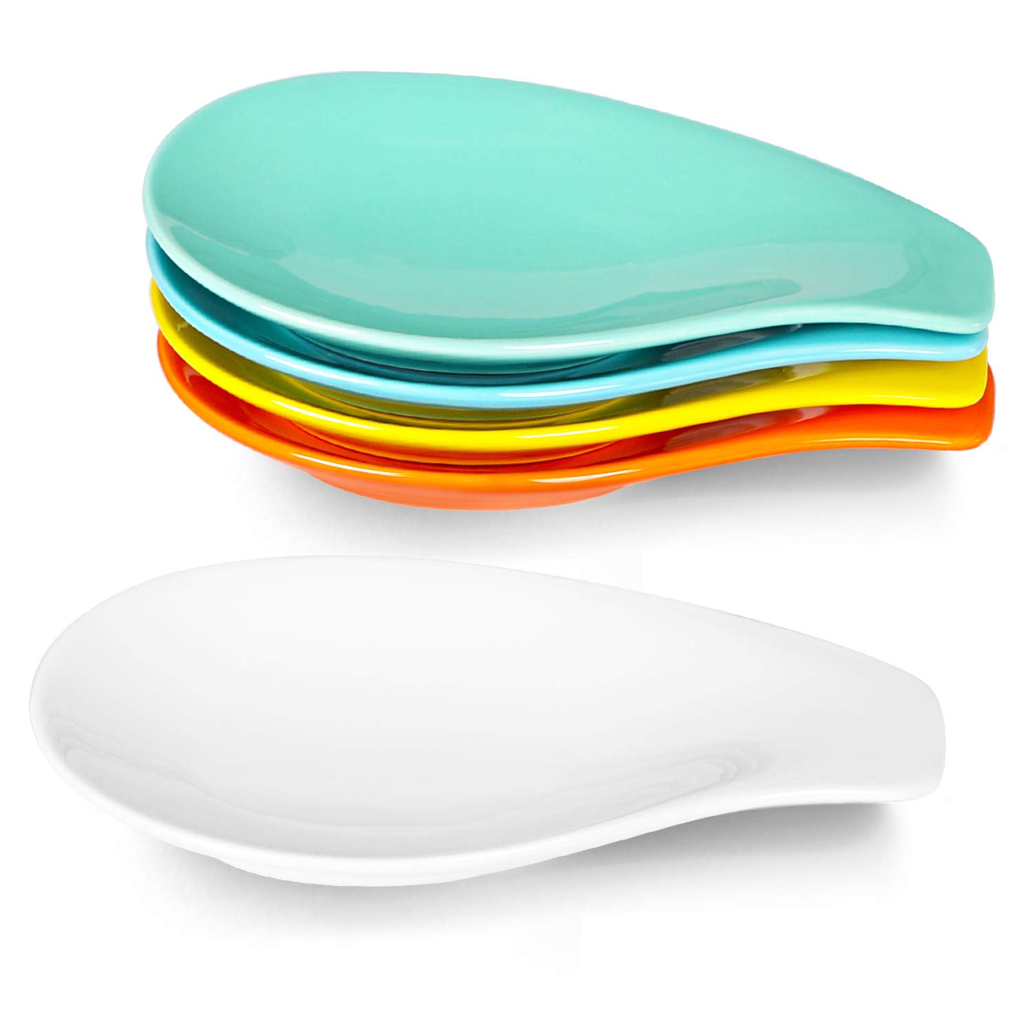 ONTUBE - Juego de 5 soportes de cerámica para cucharas de cocina (porcelana), color mezclado