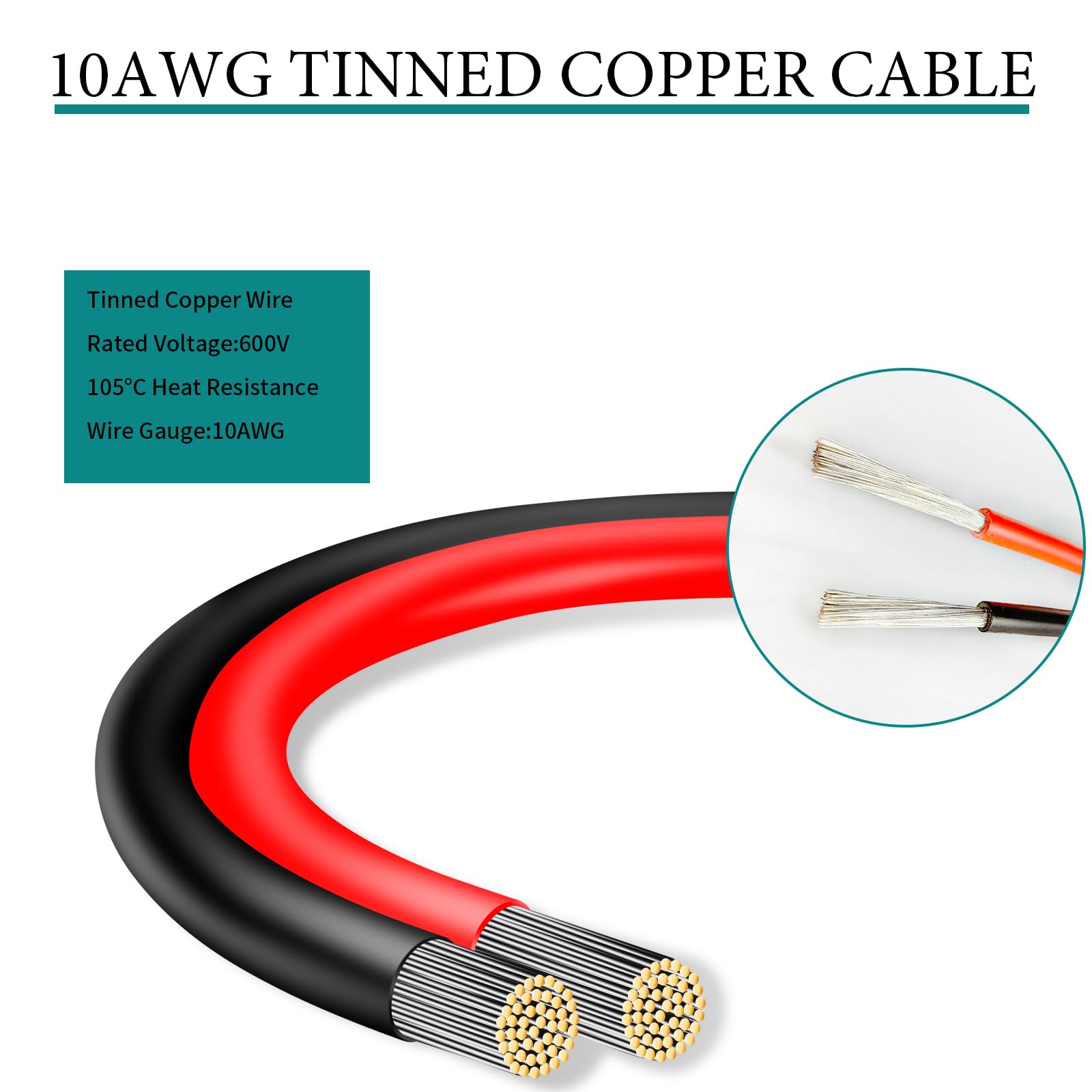 Cable de cobre estañado XT60i de 10 AWG a conector de panel solar, cable de extensión de 50 pies – Cable solar a XT60i resistente para baterías RC, drones, sistemas de energía solar y aplicaciones de