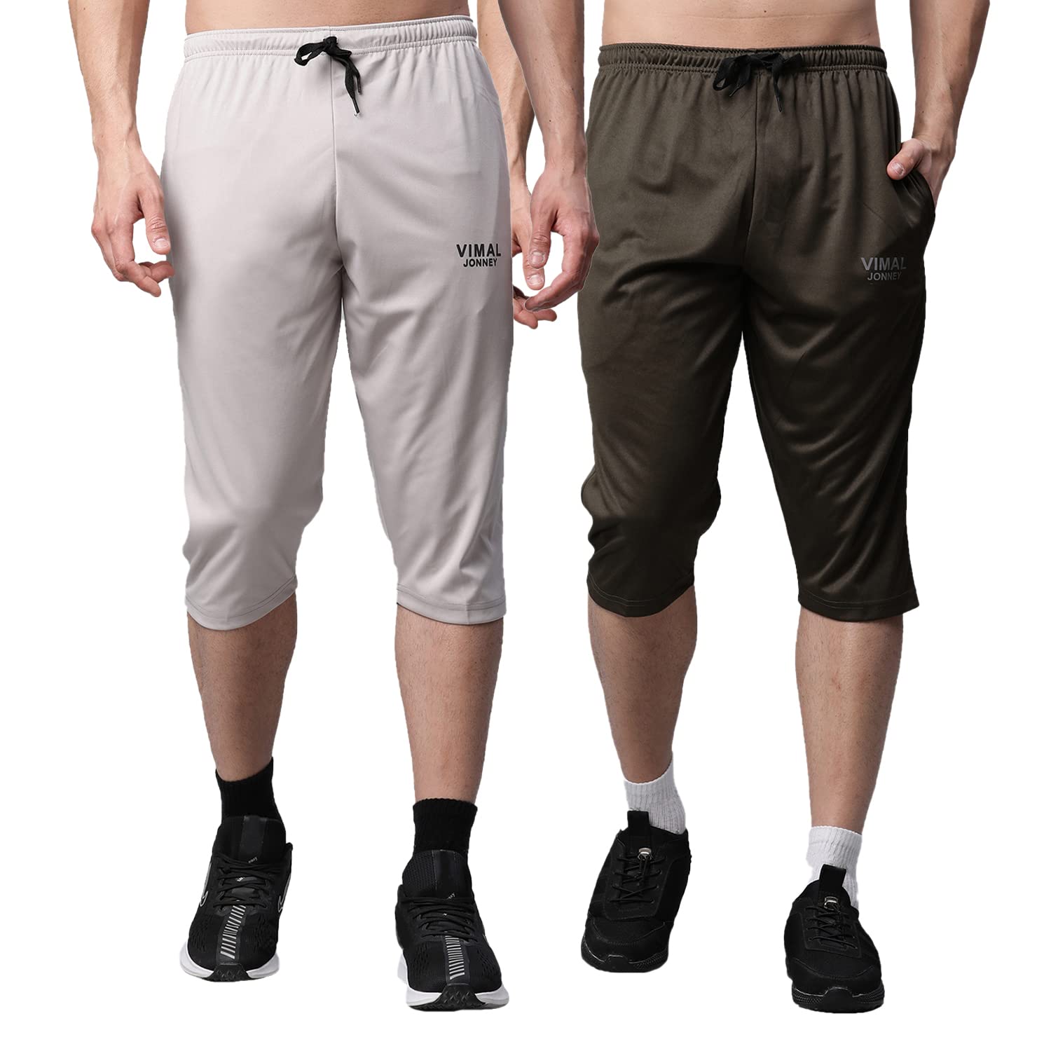 mack jonney Dryfit Lycra Solid 3/4th Capri for Men (Pack of 2)-Dryfit_D13_L.Gry_OLV_02-P-picture-37