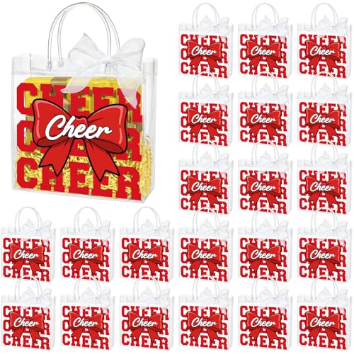 Sacs fourre-tout en PVC avec poignées et nœud rouge pour emballage de cadeaux d'anniversaire
