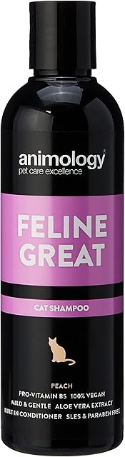 Animology Feline Great Cat Shampoo For Clean and Healthy Coat 250 ml Cat Shampoo with Peach Fragrance Skin-Friendly, Innovative Formula Mild and Gentle Cat Grooming Shampoo