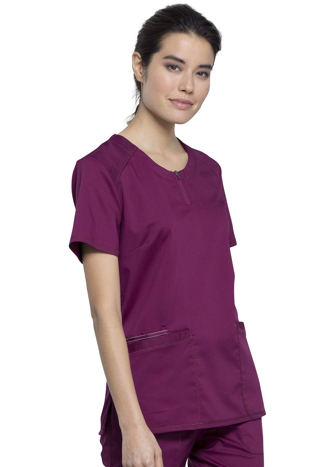 Cherokee WW105 - Conjunto de ropa quirúrgica para mujer con cremallera y cuello redondo WW602, tiro medio, pierna cónica, pantalón médico con cordón