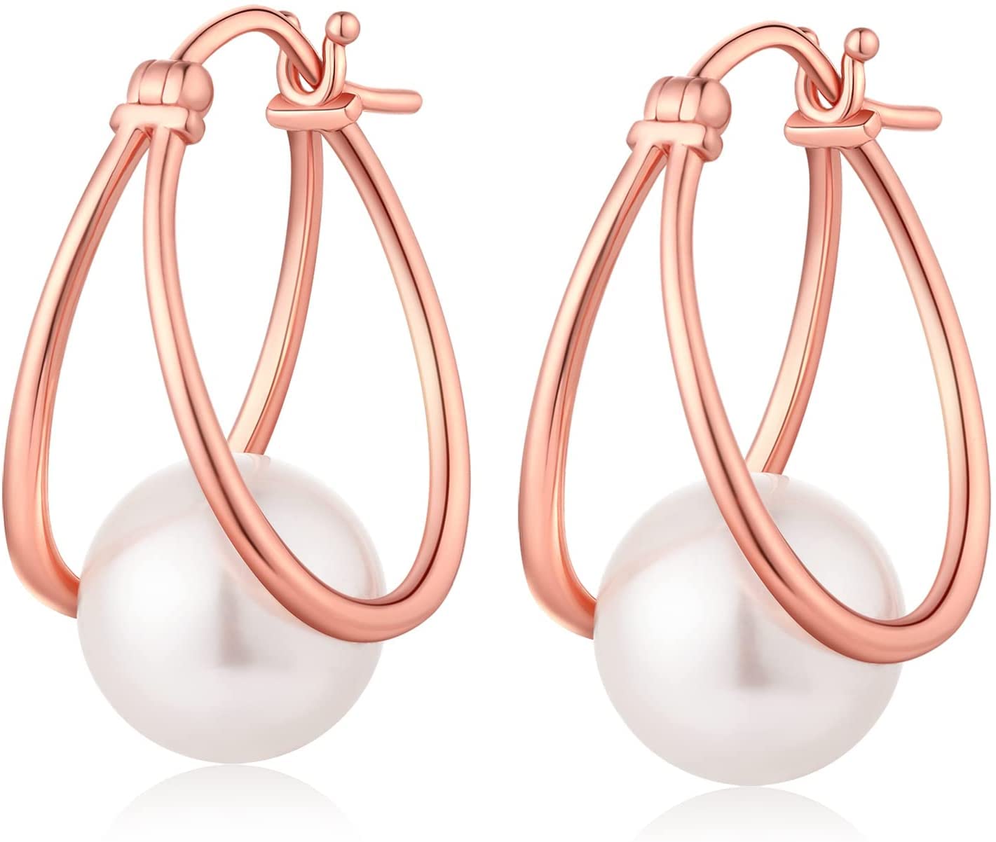 Orecchini Perle Donna in Argento Sterling 925 Orecchini Perle Pendenti Ipoallergenici Bianco Nera Perla Gioielli Regali da Donna Argento/Oro Rosa/Placcato Oro
