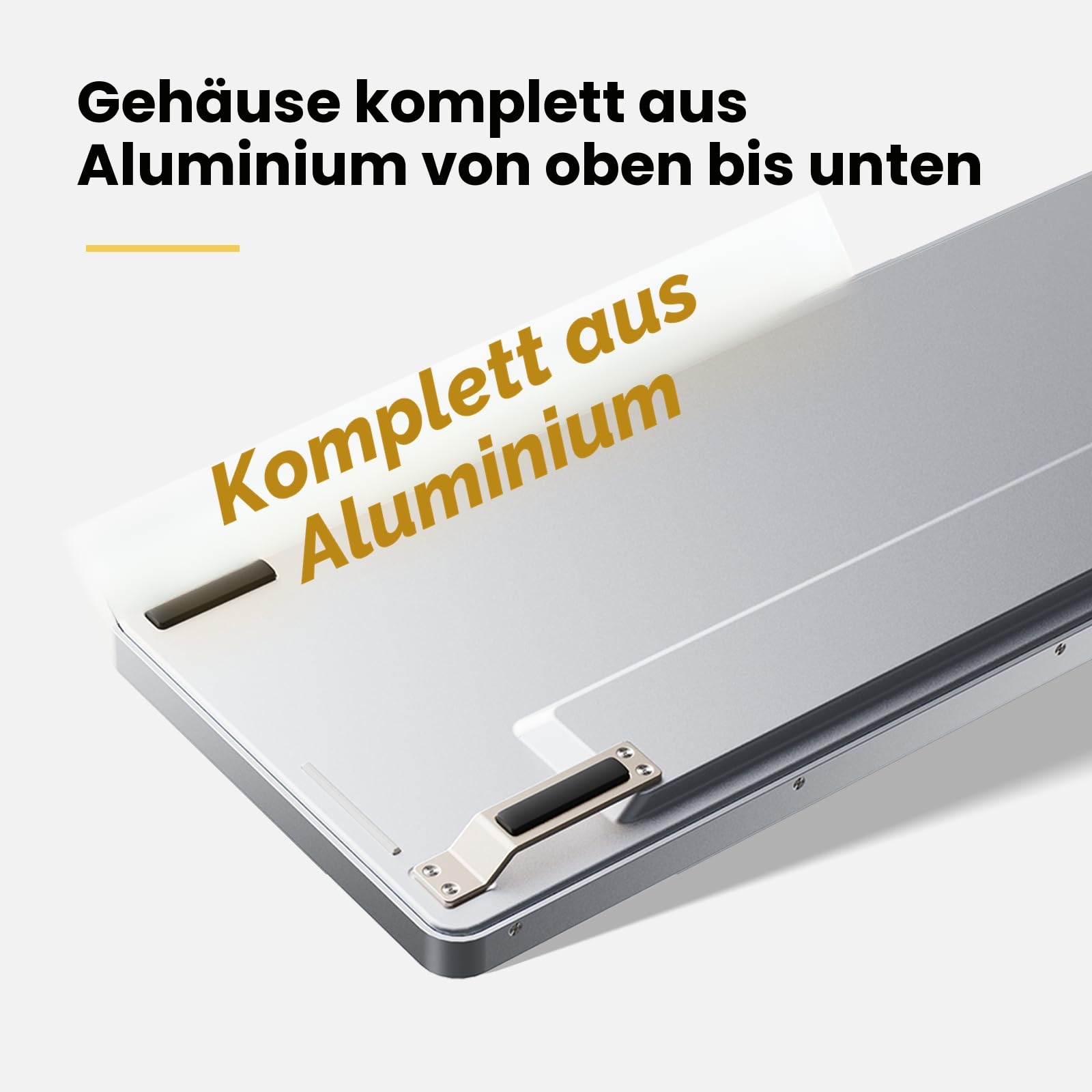Flow Mechanische Tastatur mit niedrigem Profil, 100 Tasten, wiederaufladbar, kabellose Tastaturen mit Bluetooth und kabelgebundener Verbindung für Windows, Mac/Black Phantom Tactile Switches US-Layout