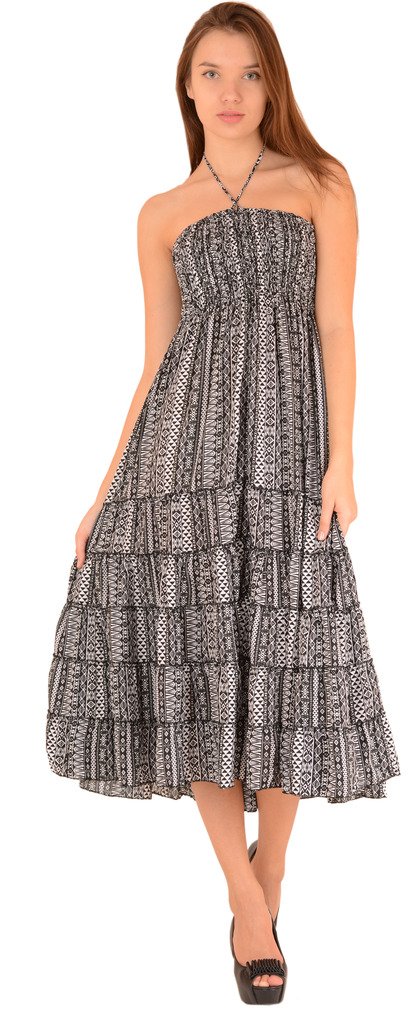 SNS Long Printed Elastic Maxi Skirt Cum Dress (Two-in-one) with Drawstring