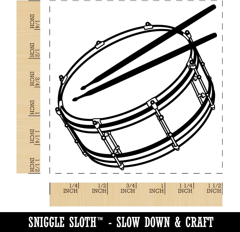 Snare Drum Percussion Musical Instrument Self-Inking Rubber Stamp Ink Stamper - 1-1/2 Inch Large - Black Ink
