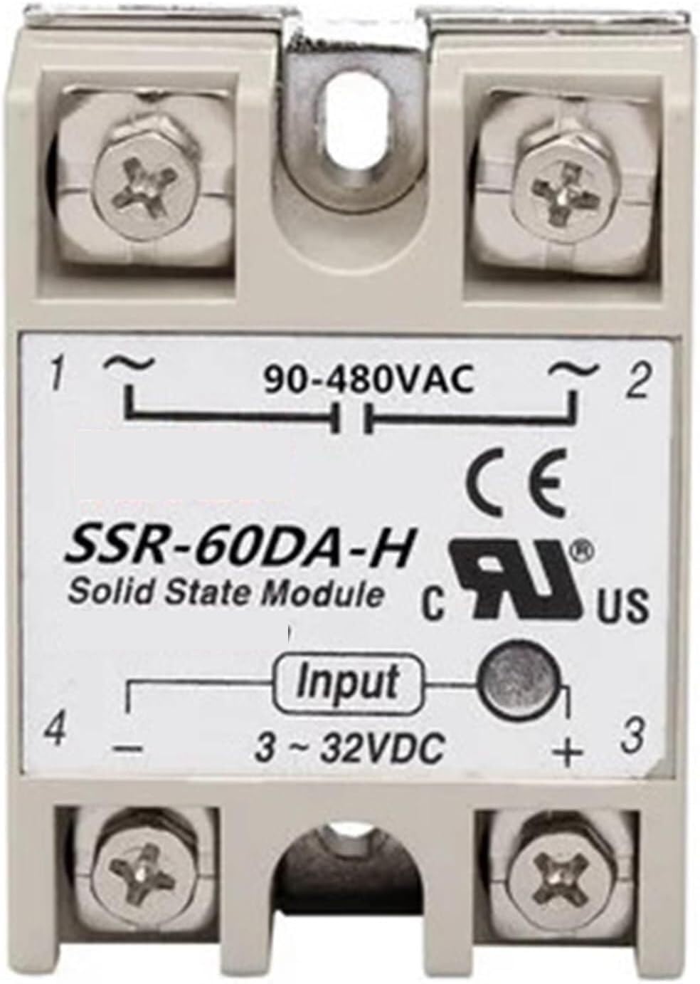 Ltrajuynh One Color Solid State Relay Ssr-10Da-H/25Da-H/40Da-H/50Da-H/60Da-H 10A/25A/40A/50A Ssr H To Ac Resistance Regulator(Ssr-60Da-H)