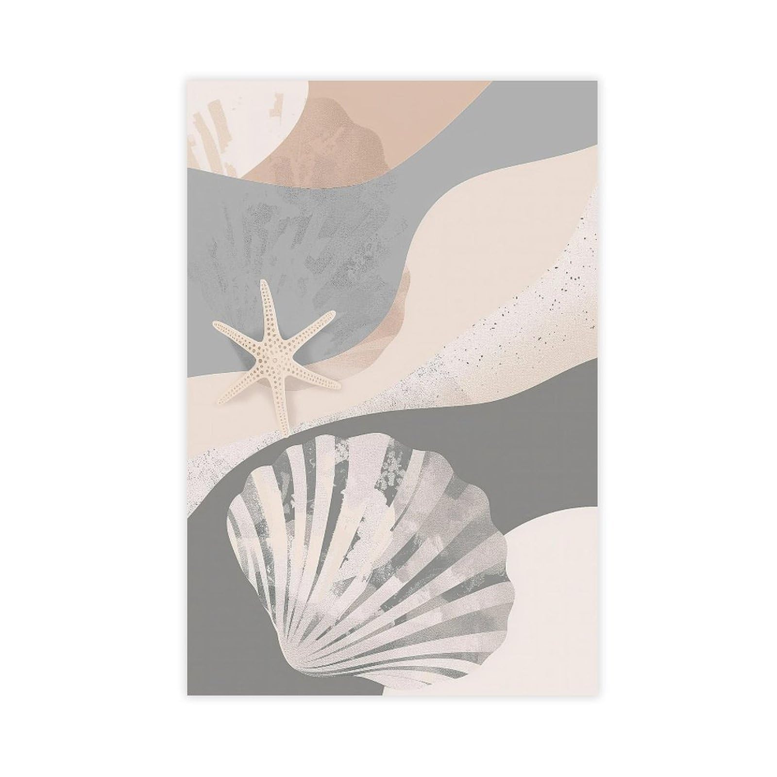 Bareronor Neutral Seashell Canvas Poster Bedroom Decor Landscape Office Room Decor Gift 24" L X 36" W