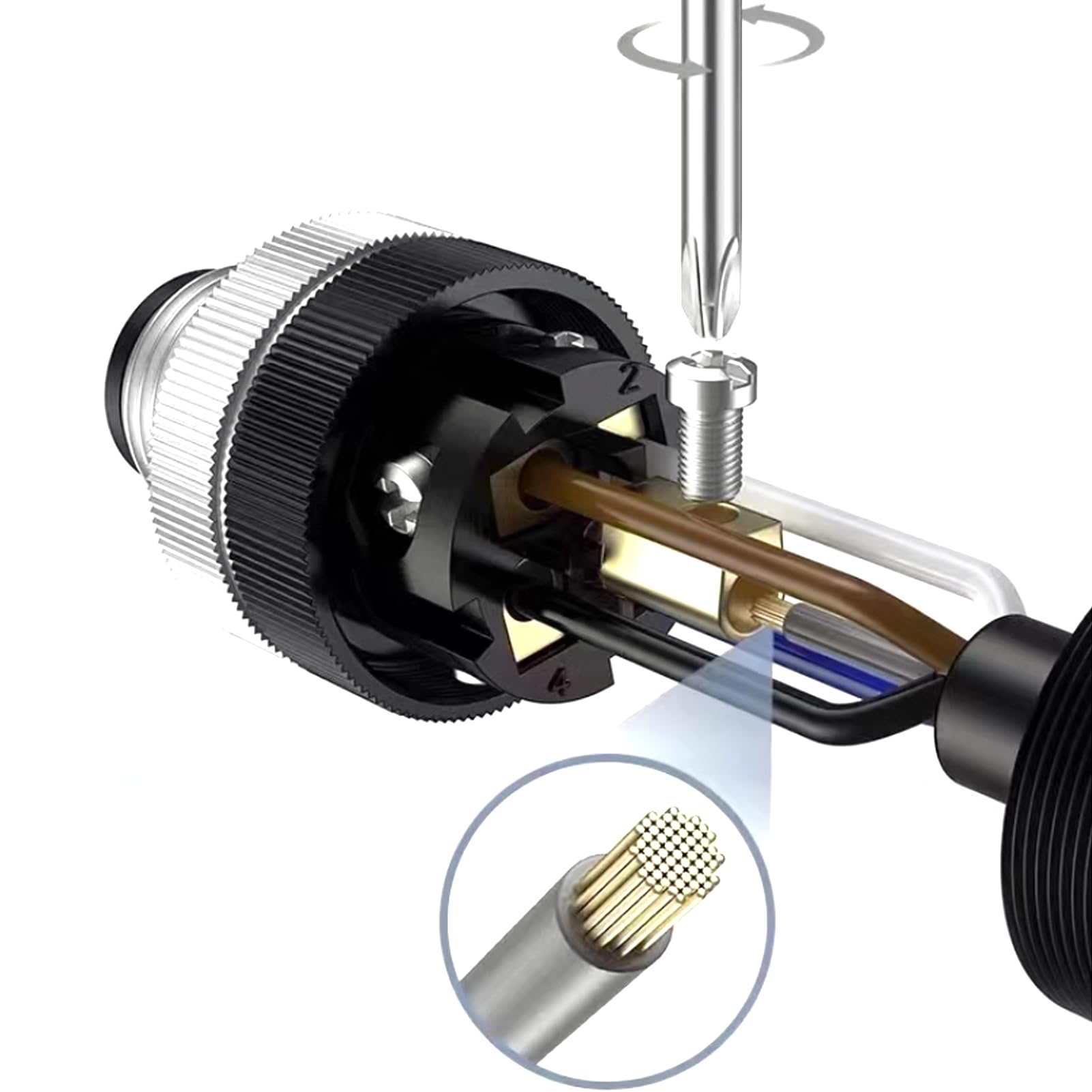 10 pezzi connettori M12 a 4 poli, connettori rotondi con codifica A a 4 pin installabili in loco con attacco a vite, connettore maschio Aviation da 12 mm, IP67 impermeabile, connettore circolare