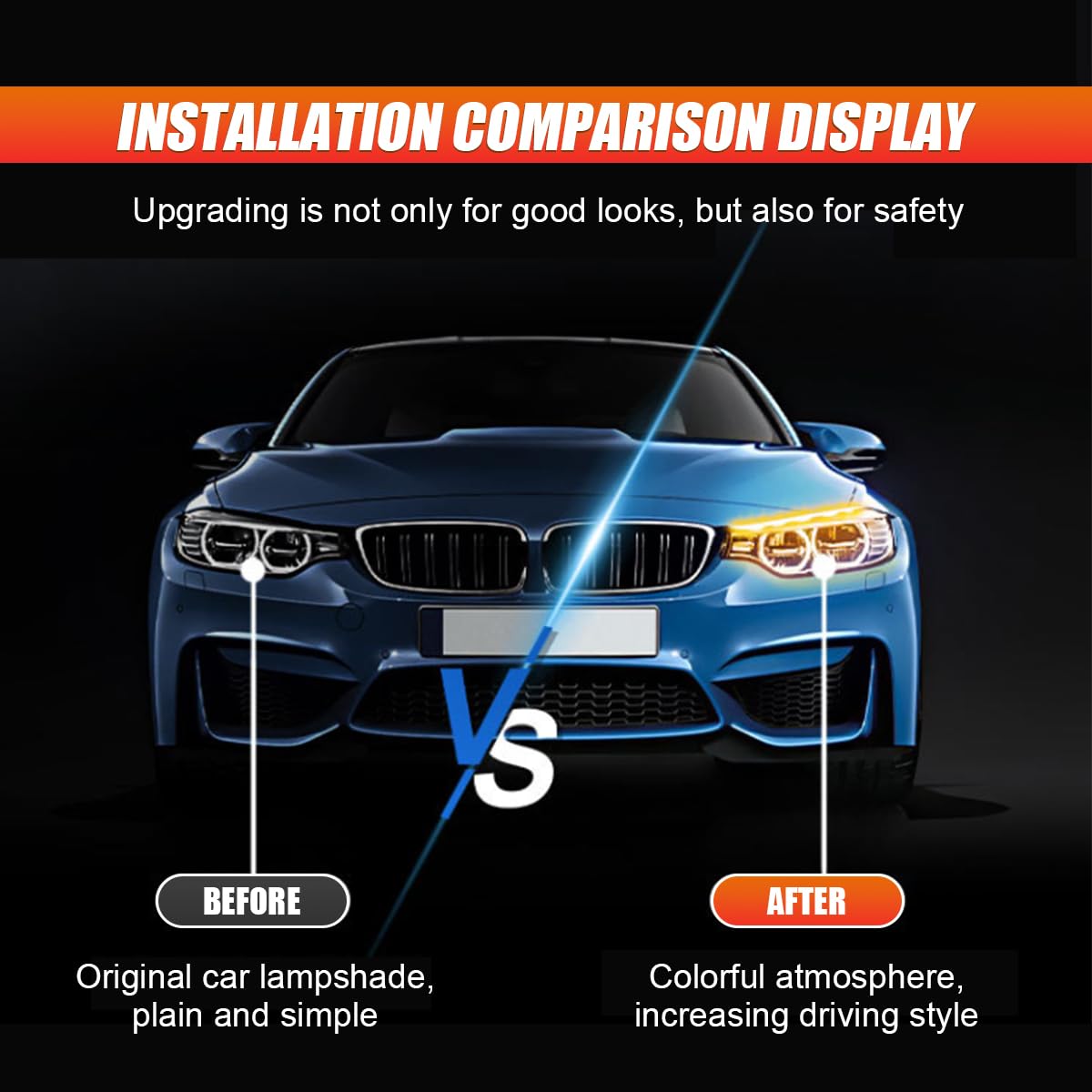 RGB Daytime Running Lights Car Led Lights Exterior Car Hood Light Strip ...