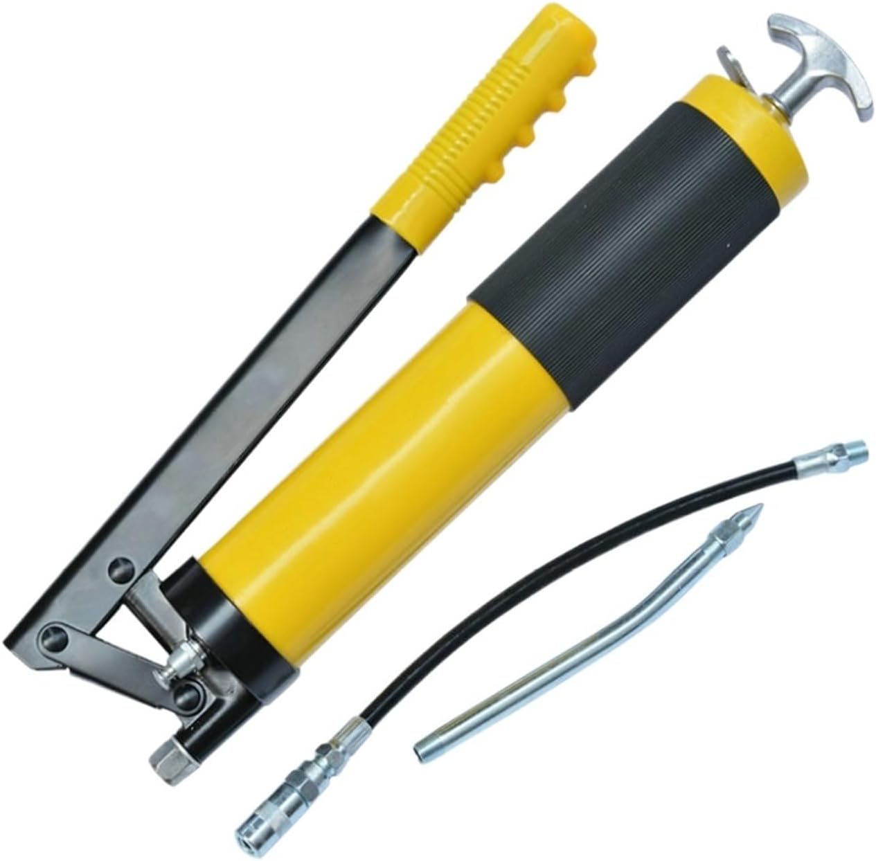 Heavy Duty Pistol Grip Grease Gun Hand-Operated Grease Gun Heavy Duty Single Pump Pressure 10000 PSI 10-inch Flex Hose Repair Lubrication Tool