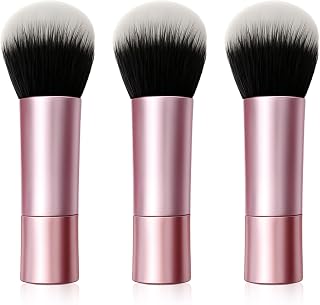Brvlsoc Mini Multitask Face Brush Set (3 Pack) - Travel Makeup Brushes for Blush Bronzer Powder, Vegan Cruelty-Free Synthetic Bristles