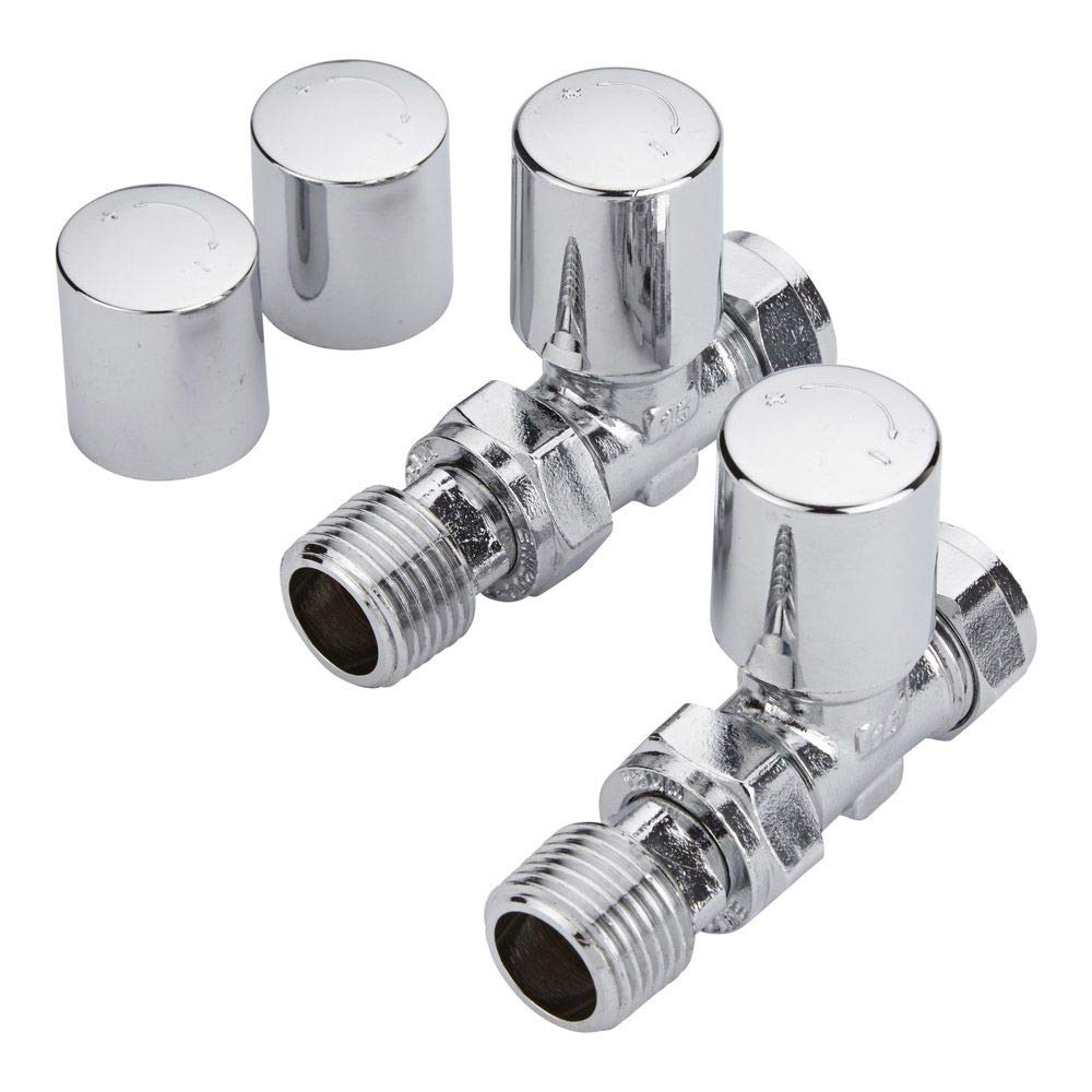 Milano Chrome - Straight 15Mm Chrome Straight Heated Towel Rail Radiator Valves