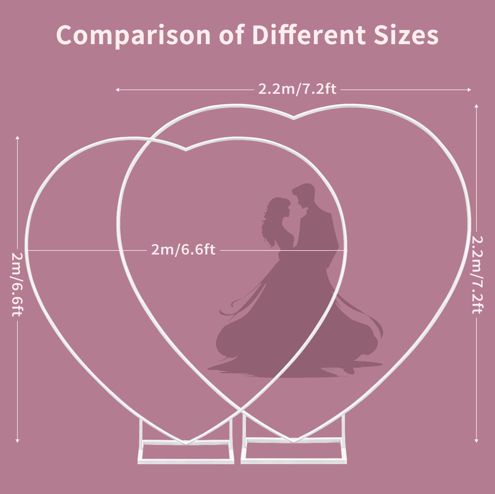 Kit d'arche de ballons en métal de grande taille de 2 m, support d'arche en forme de cœur pour mariage, mariage, Saint-Valentin, fiançailles et fête d'anniversaire (blanc)