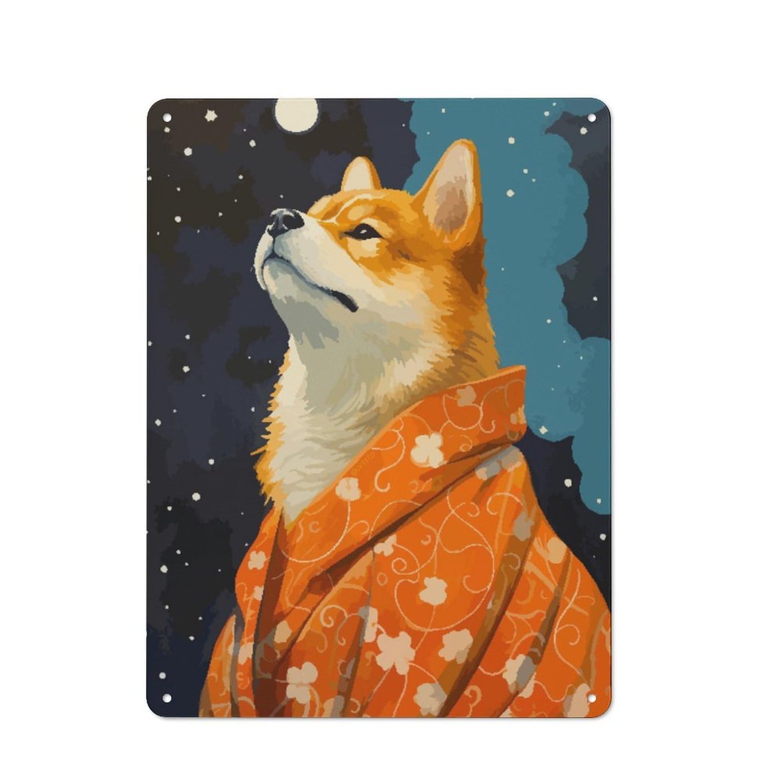 Junmoney Shiba Inu Pixel Art Retro-Style Metal Plaque 40X30cm For Kitchen Or Home Bar, Gift For Home Bar Enthusiasts During The Christmas Season