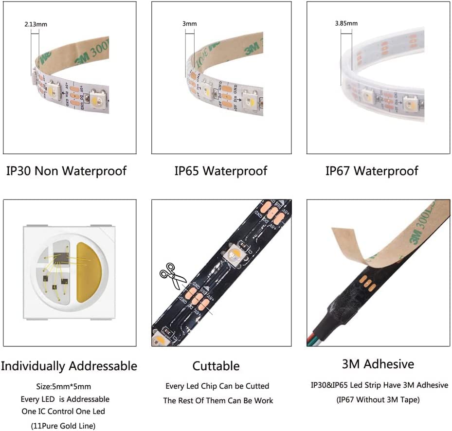 Tira LED RGBW Direccionable 1m 144 LEDs Vrabocry miniatura 4