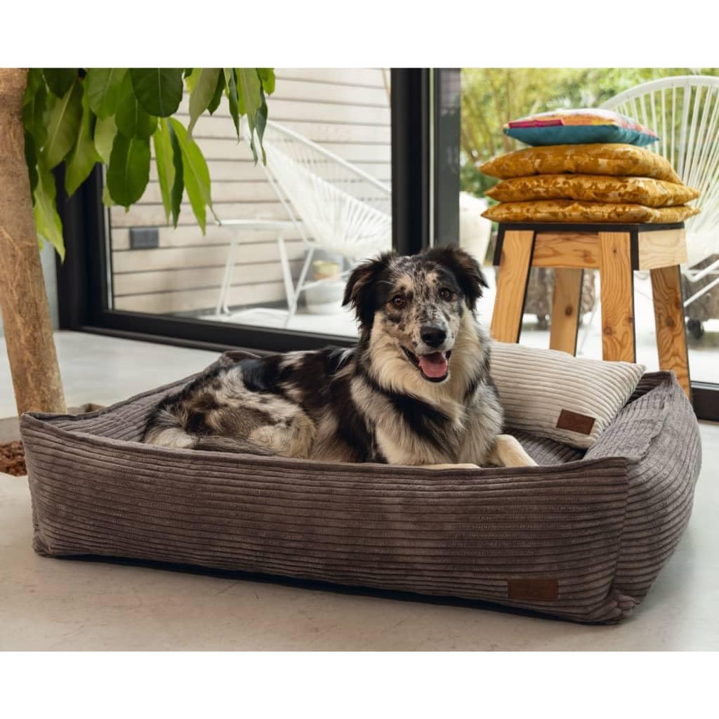 Designed by LotteRibbed Dog Bed 80 x 70 x 22 cm Brown