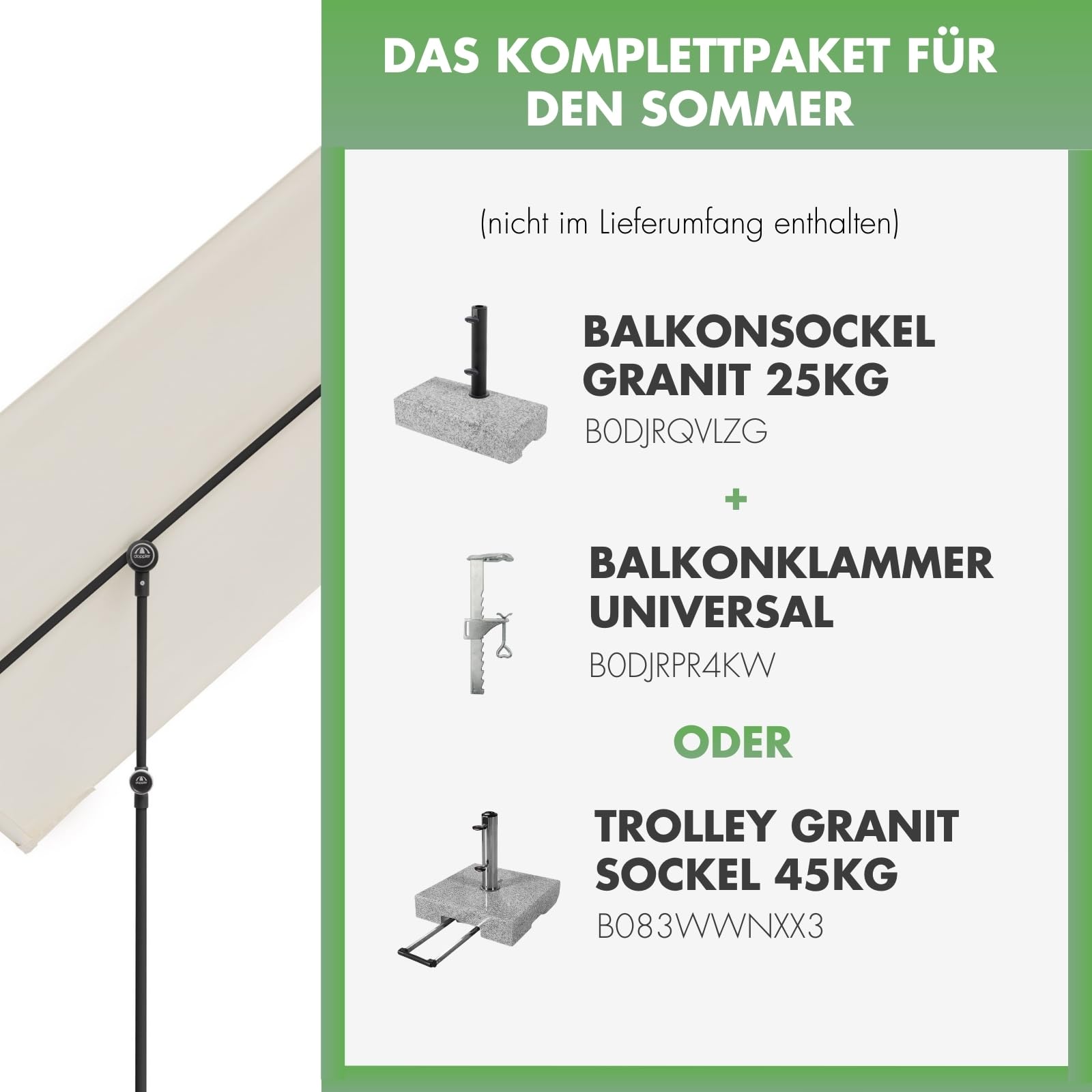Doppler Active Balkonblende I Sonnenschutz für Balkon & Terrasse I Flexibler Sichtschutz I Sonnenschirm rechteckig & drehbar I flexibler Gartenschirm für Dachterrassen
