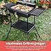 2in1 Elektro Grill Standgrill Tischgrill elektrisch 2.400 Watt - Elektrogrill für Balkon, Draußen & Drinnen mit Standfuß große Grillfäche Stufenloser Temperaturregler elektrischer BBQ Grill