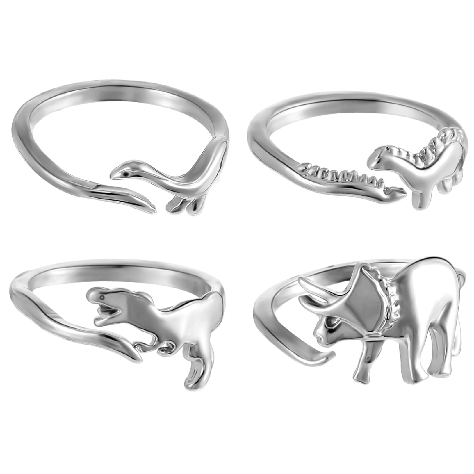 5Sets Verstellbare Dinosaurier Ring Set Cool Zappelschmuck für Jungen Mädchen Teenager Männer Frauen 4pcs*5