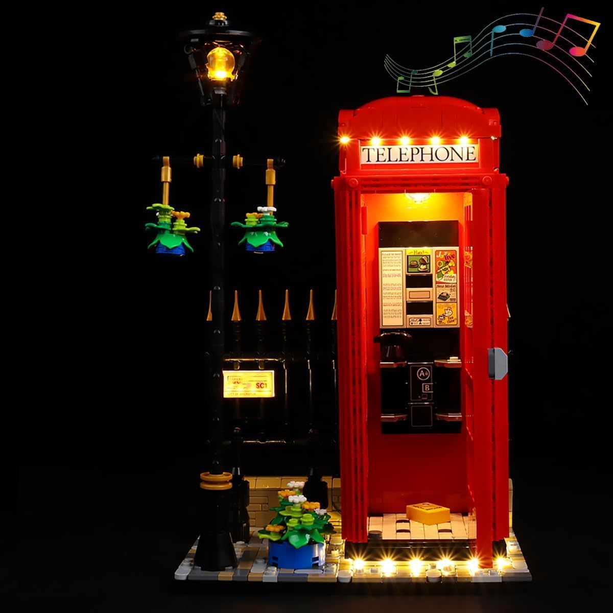 Led Light kit Compatible with Lego 21347(Only Led Light Kit),Decoration Lighting Kit for (Red London Telephone Box 21347) Building Blocks Model. (with Sound Version)