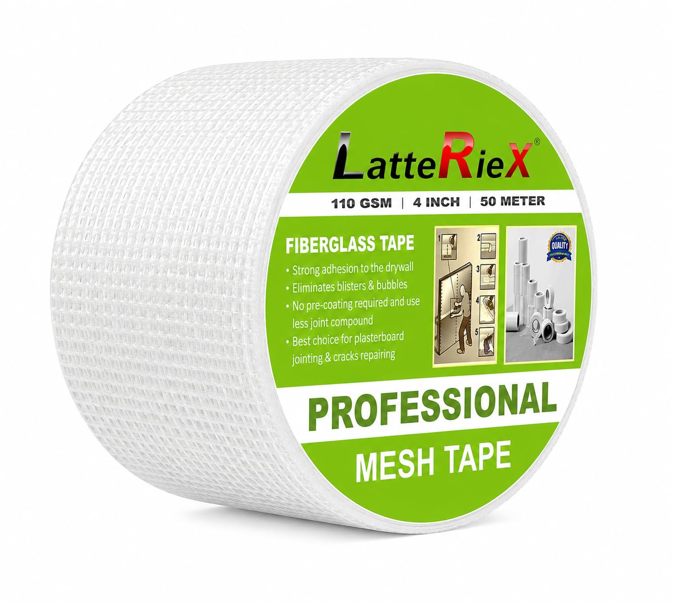 Latteriex Fiber Glass Mesh for crack filling in Wall Plastering 110 GSM 50 Meter Roll (4 inch) | Crack Filler, Concrete Precast Use, Reduces Cracks, Enhances Strength, Improves Durability-image-26