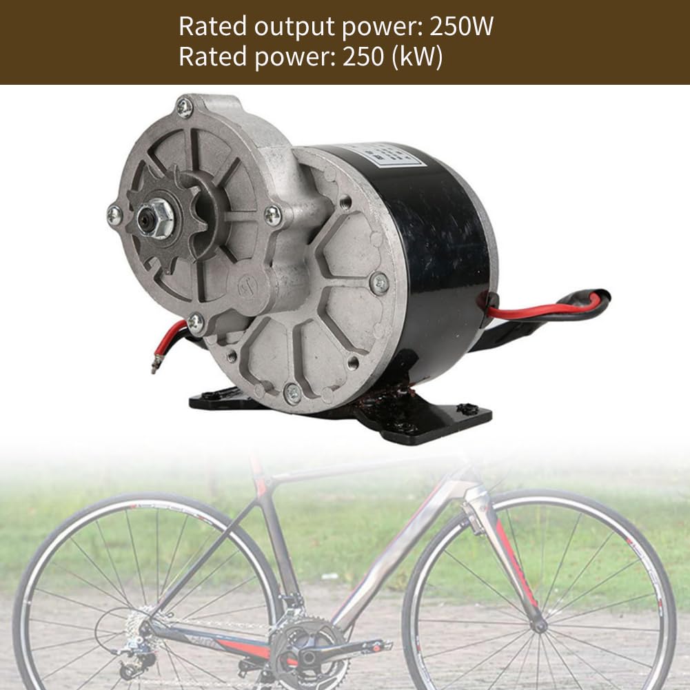Kit di Conversione Motore Riduttore DC, 12V 250W, con Pignone a 9 Denti Spazzolato per Scooter da Bicicletta