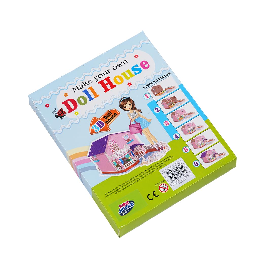First Jiggle Make Your Own 3D Dollhouse Kit | DIY Art & Craft Model | Includes Pre-Cut Pieces, Stickers & Furniture | Hands-On Fun for Kids | Enhances Creativity & Imaginative Play | Gift for Ages 5+