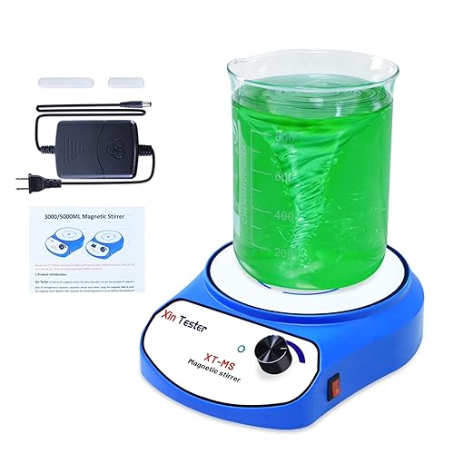 Xin Tester Agitador magnético de 101.4 fl oz, mezclador magnético de acero inoxidable con barra de agitación, placa de agitación magnética para