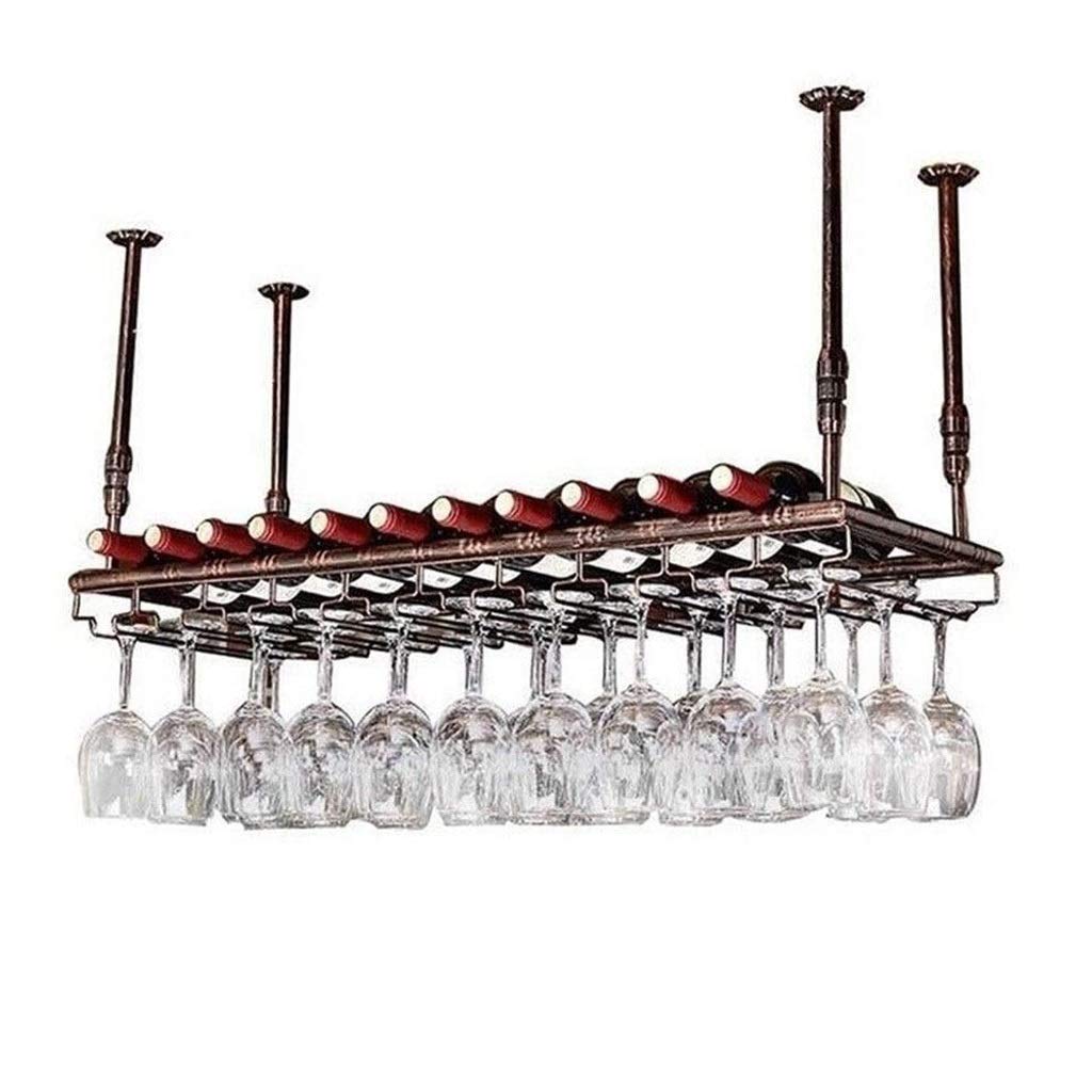 Ceiling Wine Racks, Hanging Wine Glass Holder, Wine Goblet Rack Bar Counter Hanging Cup Holder Stemware Goblet Rack - Bronze,80×35cm(32×14inch)
