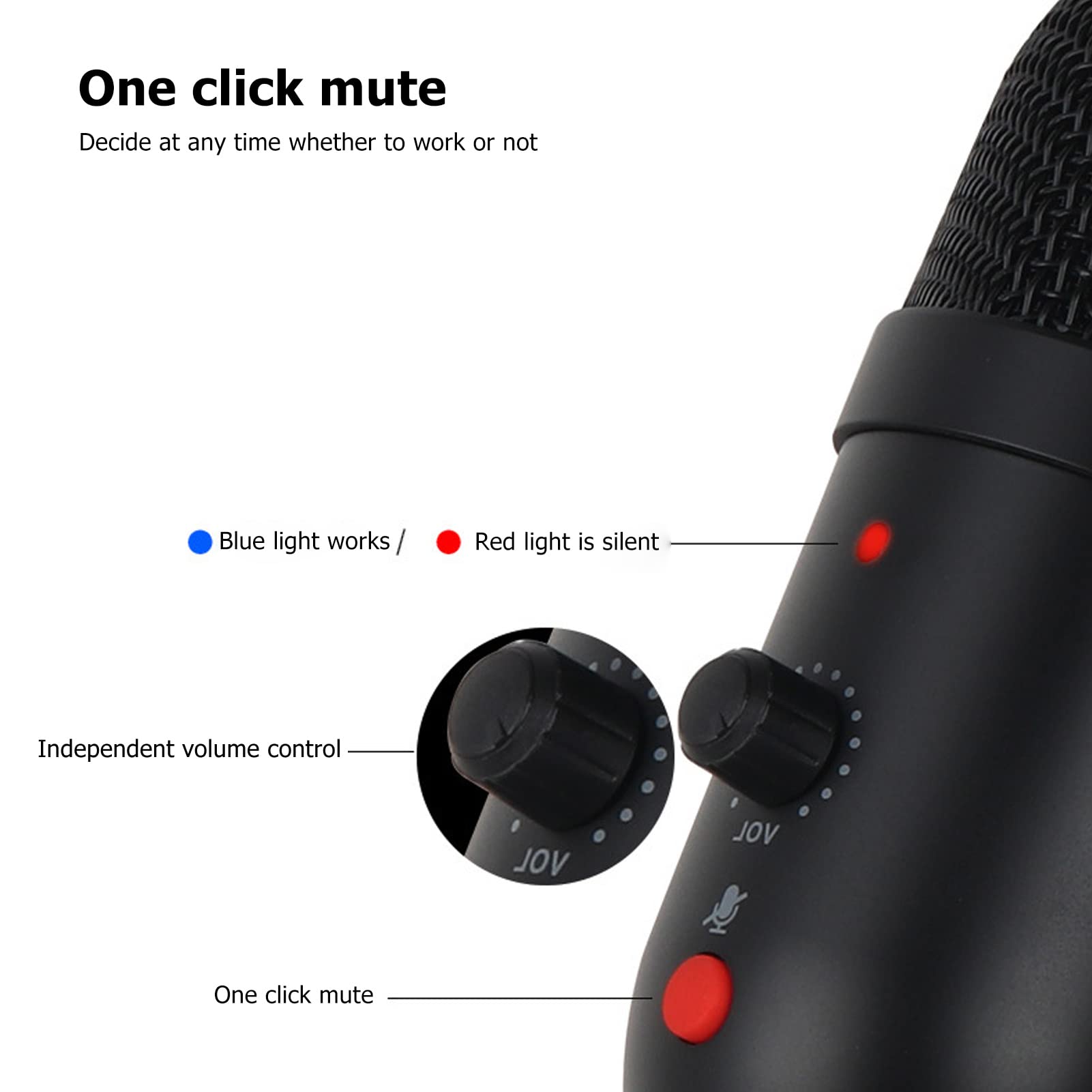 Microphone USB à Condensateur - Réduction De Bruit, Plug & Play, Pour Podcast, Jeu, Streaming PC/Mac