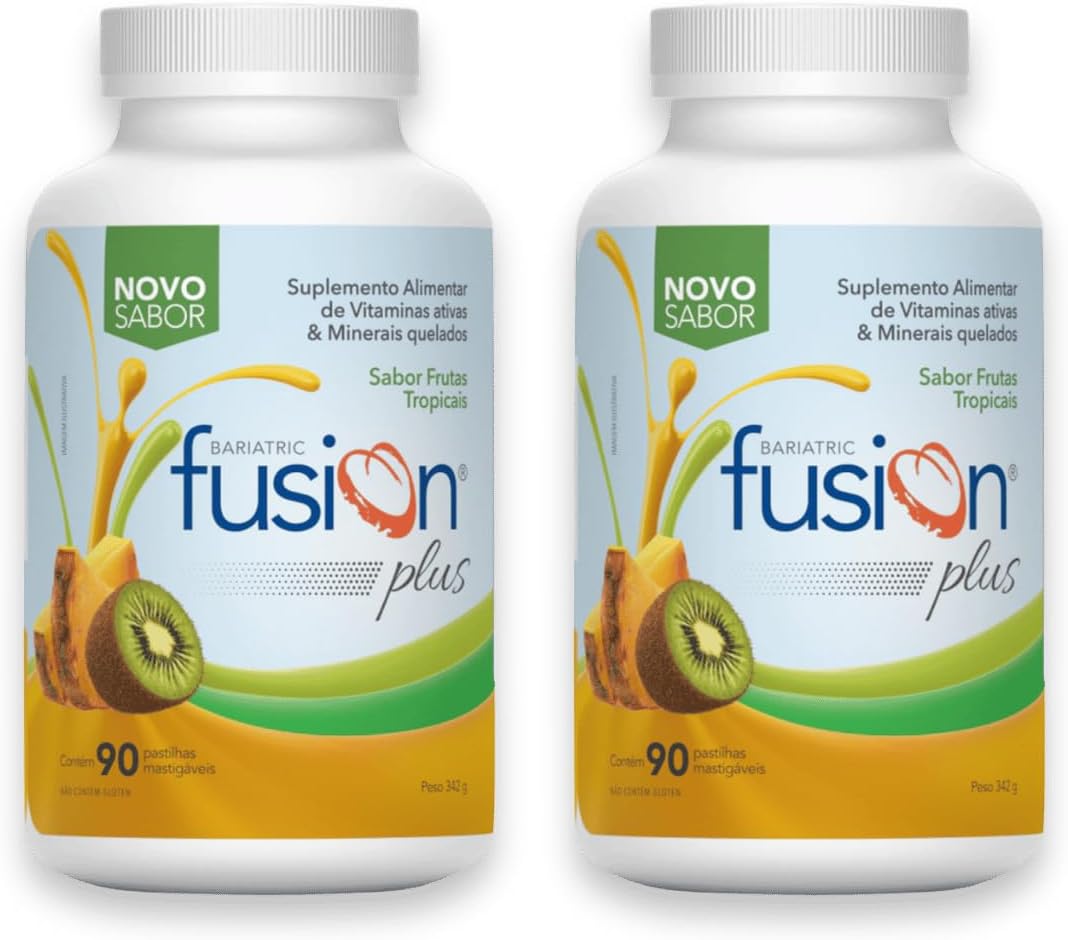 Kit Com 2 Frascos Bariatric Fusion 90 Capsulas Mastigaveis (Escolha o Sabor) (90, Frutas Tropicais)