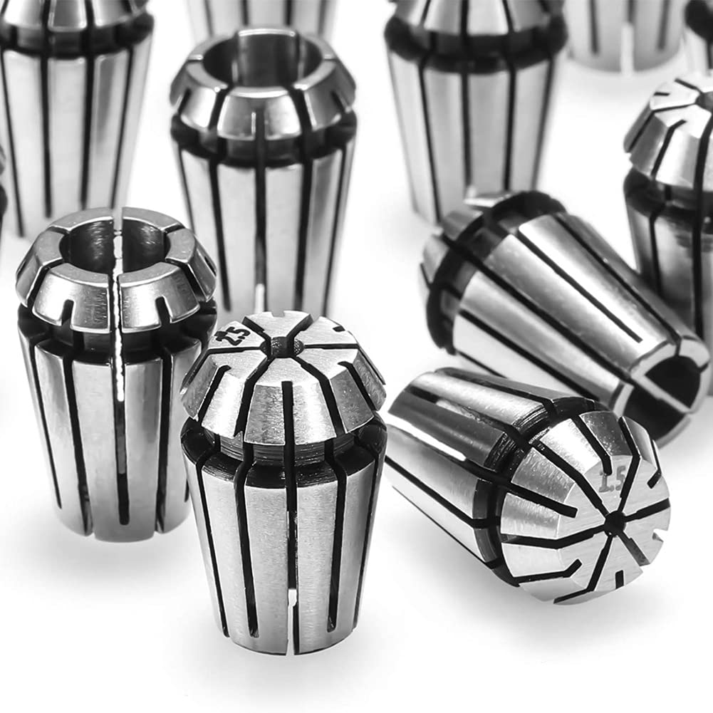 Akozon 15 Pinces ER11 Acier 65Mn – Set Complet Pour Fraiseuse CNC Et Machine Gravure (1mm à 7mm + 1/8" 1/4")