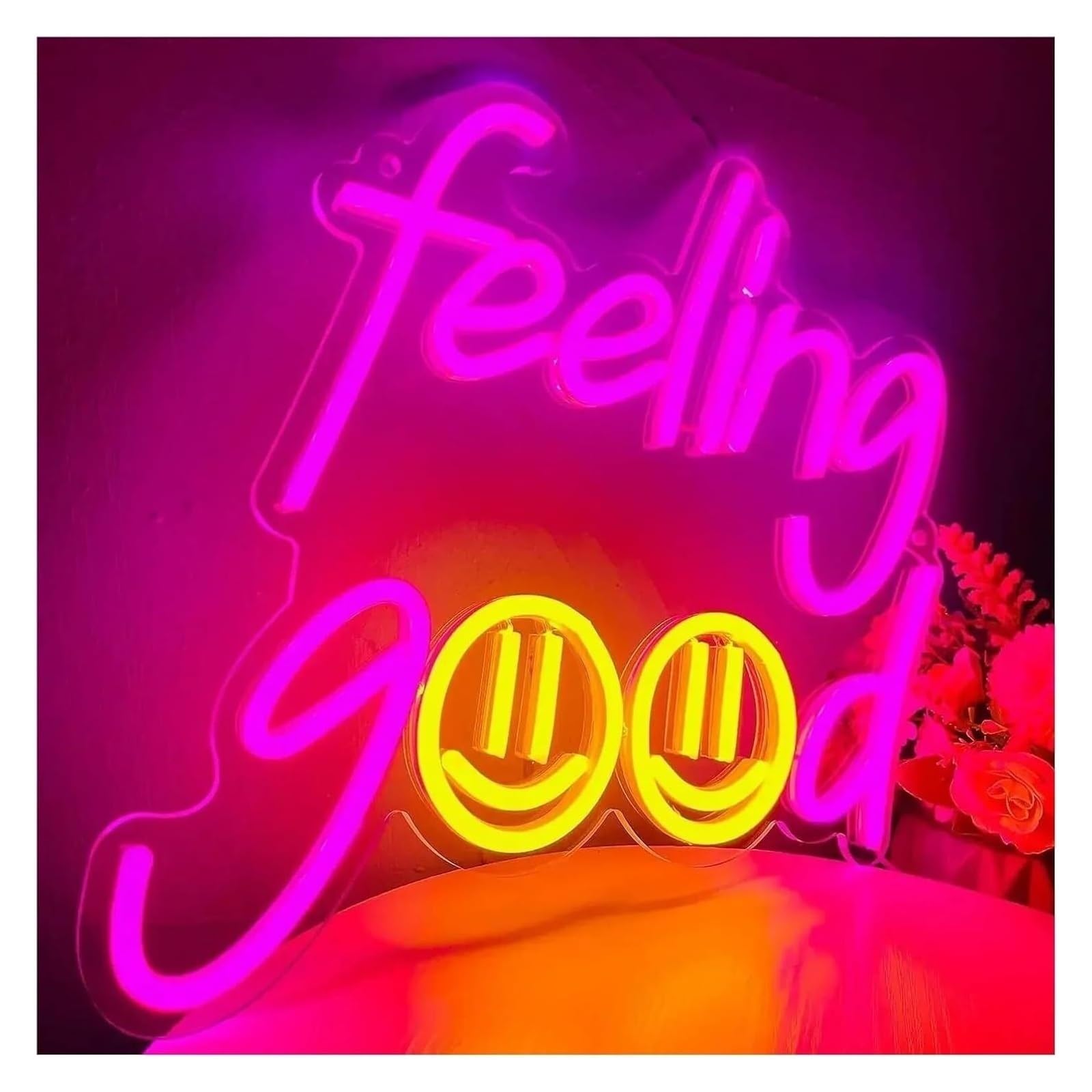 Zynther Neon lamp Feeling Good for neon Sign LED Powered Dimmable Bedroom Home Party for Cafe Studio Decor 34cmх35cm
