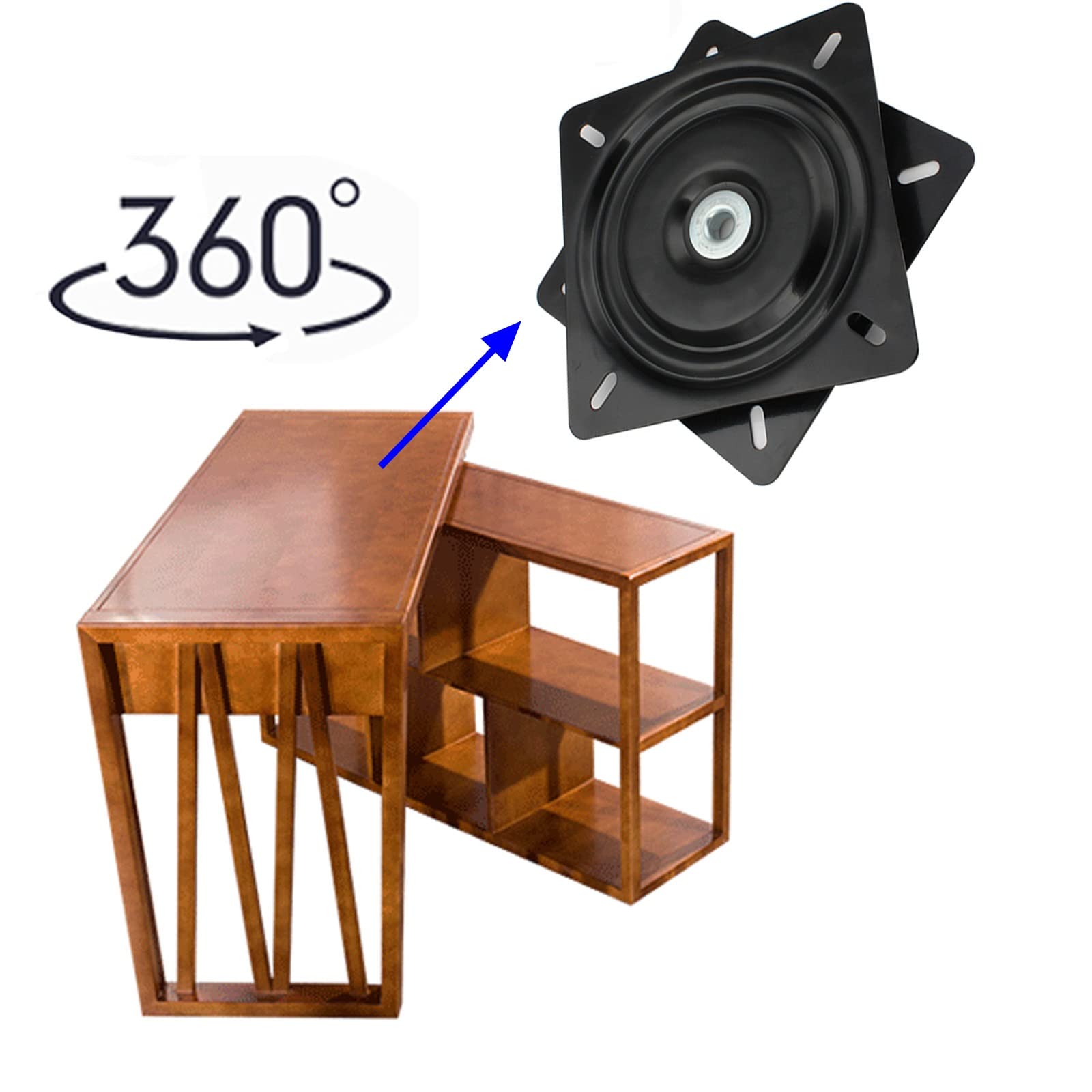 Base girevole con piastra orientabile, Base for giradischi con cuscinetto a piastra girevole a 360 gradi for hardware for mobili nero 6-12 pollici(12inches)