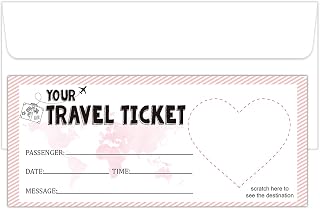 Pink Boarding Pass Tickets, 2 Set DIY Scratch Off Cards with Envelope for Vacation Xmas Birthday Wedding, Surprise Trip Reveal Gifts for Couples Family and Friends -003B
