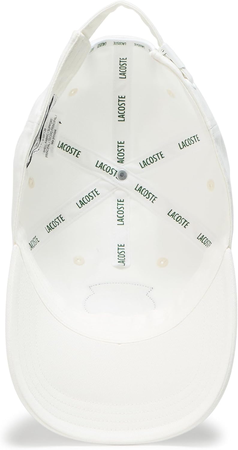 Lacoste Unisex Cotton Baseball Hat, White, One Size - Image 3