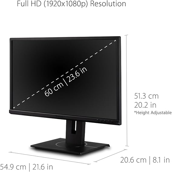 ViewSonic VG2440 24 Inch 1080p Monitor, VA Display for Smooth Home and Office Productivity, Advanced Ergonomics, HDMI, DisplayPort, VGA, and USB Inputs